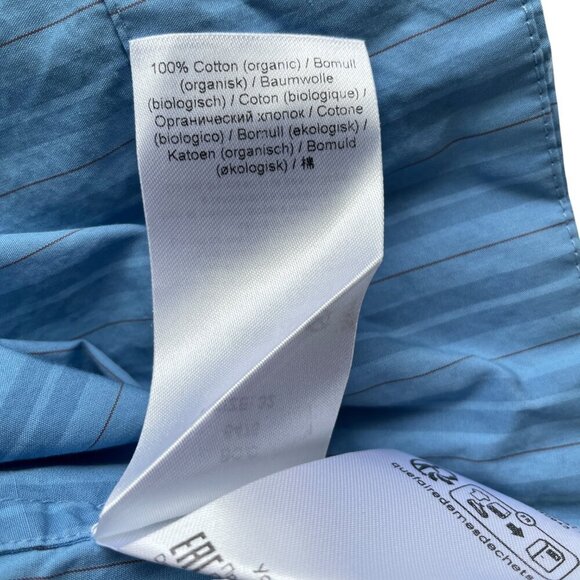 Ganni Re-Cut Striped Cotton V-Neck Midi Dress Blue Puff Sleeve - Picture 10 of 13